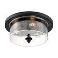 Product Image of Bransel 3 Light Flush Mount Fixture Matte Black Finish w/ Clear Seeded Glass