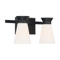 Product Image of Caleta 2 Light Vanity Fixture Black Finish w/ Frosted Cylindrical Glass