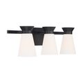 Product Image of Caleta 3 Light Vanity Fixture Black Finish w/ Frosted Cylindrical Glass