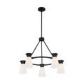 Product Image of Caleta 5 Light Chandelier Fixture Black Finish w/ Frosted Cylindrical Glass