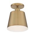 Product Image of Motif 1 Light 7" Semi-Flush Brushed Brass w/ White Accent