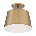 Product Image of Motif 1 Light 10" Semi-Flush Brushed Brass w/ White Accent