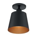 Product Image of Motif 1 Light 7" Semi-Flush Black w/ Gold Accent