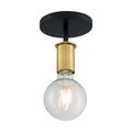 Product Image of Ryder 1 Light Semi Flush Fixture Black Finish w/ Brushed Brass Sockets