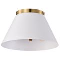 Product Image of Dover 3 Light Small Flush Mount White w/ Vintage Brass