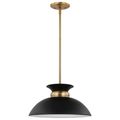 Product Image of Perkins 1 Light Small Pendant Matte Black w/ Burnished Brass
