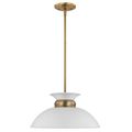 Product Image of Perkins 1 Light Small Pendant Matte White w/ Burnished Brass