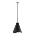Product Image of Tango 1 Light Medium Pendant Matte Black w/ Burnished Brass