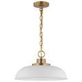 Product Image of Colony 1 Light Small Pendant Matte White w/ Burnished Brass
