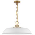 Product Image of Colony 1 Light Medium Pendant Matte White w/ Burnished Brass