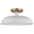 Product Image of Colony 1 Light Small Semi-Flush Mount Fixture Matte White w/ Burnished Brass