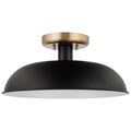 Product Image of Colony 1 Light Small Semi-Flush Mount Fixture Matte Black w/ Burnished Brass