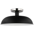 Product Image of Colony 1 Light Small Semi-Flush Mount Fixture Matte Black w/ Polished Nickel