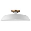 Product Image of Colony 1 Light Medium Semi-Flush Mount Fixture Matte White w/ Burnished Brass