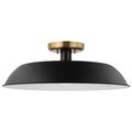 Product Image of Colony 1 Light Medium Semi-Flush Mount Fixture Matte Black w/ Burnished Brass