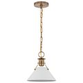Product Image of Outpost 1 Light Small Pendant Matte White w/ Burnished Brass