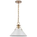 Product Image of Outpost 1 Light Medium Pendant Matte White w/ Burnished Brass