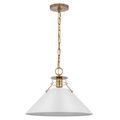 Product Image of Outpost 1 Light Large Pendant Matte White w/ Burnished Brass