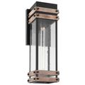 Product Image of Homestead 1 Light Large Wall Lantern Matte Black & Wood Finish w/ Clear Seeded Glass