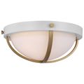 Product Image of Lincoln 2 Light Large Flush Mount Medium Base 60 Watt Matte White Finish White Opal Glass