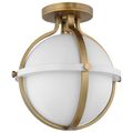 Product Image of Lincoln 1 Light Semi Flush Mount Medium Base 60 Watt Matte White Finish White Opal Glass