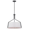 Product Image of Livingston 4 Light Pendant Medium Base 60 Watt Putty Gray Finish White Linen Fabric Shade