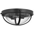 Product Image of Lincoln 2 Light Large Flush Mount Medium Base 60 Watt Matte Black Finish Clear Seeded Glass