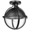 Product Image of Lincoln 1 Light Semi Flush Mount Medium Base 60 Watt Matte Black Finish Clear Seeded Glass
