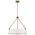 Product Image of Halter 4 Light Pendant Medium Base 60 Watt -Natural Brass Finish White Fabric Shade