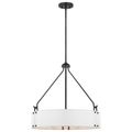 Product Image of Halter 4 Light Pendant Medium Base 60 Watt Matte Black Finish White Fabric Shade