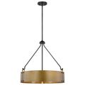 Product Image of Halter 4 Light Pendant Medium Base 60 Watt Matte Black Finish Natural Brass Metal Shade