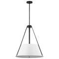 Product Image of Brewster 3 Light Pendant Black Finish White Metal Shade