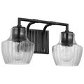 Product Image of Destin 2 Light Vanity Medium Base 60 Watt Black And Silver Accent Finish Clear Ribbed Glass