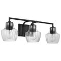 Product Image of Destin 3 Light Vanity Medium Base 60 Watt Black And Silver Accent Finish Clear Ribbed Glass