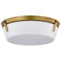 Product Image of Rowen 3 Light Flush Mount Natural Brass Finish Etched White Glass