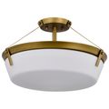 Product Image of Rowen 4 Light Semi Flush Natural Brass Finish Etched White Glass