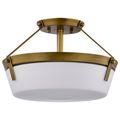 Product Image of Rowen 3 Light Semi Flush Natural Brass Finish Etched White Glass