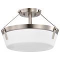 Product Image of Rowen 3 Light Semi Flush Brushed Nickel Finish Etched White Glass