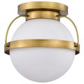 Product Image of Lakeshore 1 Light Small Flush Natural Brass Finish White Opal Glass