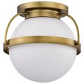 Product Image of Lakeshore 1 Light Medium Flush Natural Brass Finish White Opal Glass