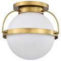 Product Image of Lakeshore 1 Light Large Flush Natural Brass Finish White Opal Glass