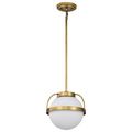 Product Image of Lakeshore 1 Light Small Pendant Natural Brass Finish White Opal Glass