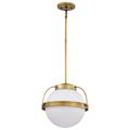 Product Image of Lakeshore 1 Light Medium Pendant Natural Brass Finish White Opal Glass