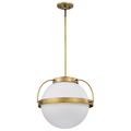 Product Image of Lakeshore 1 Light Large Pendant Natural Brass Finish White Opal Glass