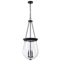 Product Image of Boliver 3 Light Pendant 14 Inches Matte Black Finish Clear Seeded Glass