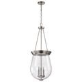 Product Image of Boliver 3 Light Pendant 14 Inches Brushed Nickel Finish Clear Seeded Glass