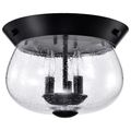 Product Image of Boliver 3 Light Flush Mount Matte Black Finish Clear Seeded Glass