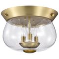 Product Image of Boliver 3 Light Flush Mount Vintage Brass Finish Clear Seeded Glass