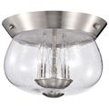 Product Image of Boliver 3 Light Flush Mount Brushed Nickel Finish Clear Seeded Glass