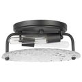 Product Image of Glacier 2 Light Large Flush Mount Medium Base 60 Watt Matte Black Ice Glass